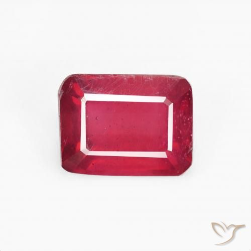 3.83ct طبيعي أحمر المربى ياقوت, قص الزمرد, قليلا جدا