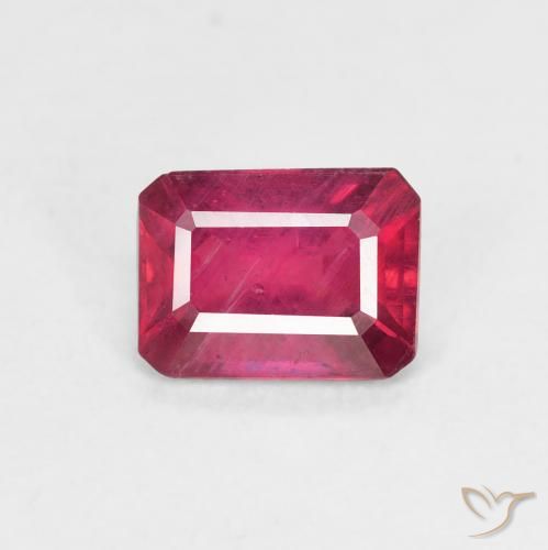 1.34ct طبيعي وردي فاقع ياقوت, قص الزمرد, VS-SI