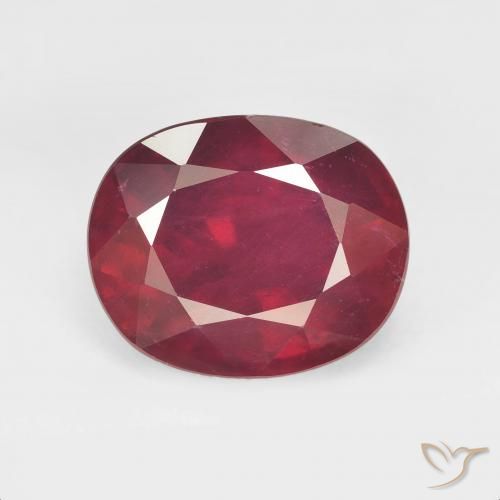 8.24ct طبيعي احمر غامق ياقوت, بيضوي, قليلا جدا