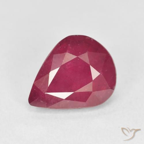 4.12ct طبيعي أحمر وردى ياقوت, شكل الكمثرى, قليلا جدا