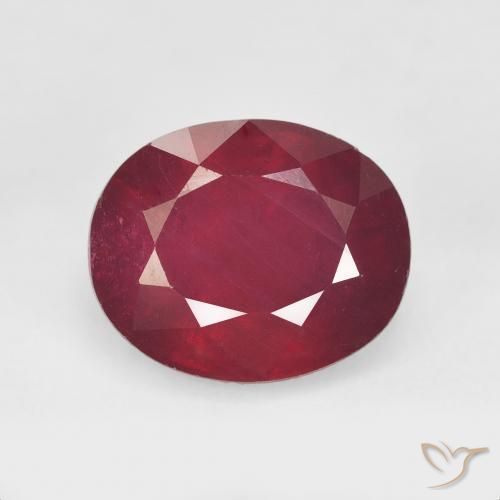 6.82ct طبيعي أحمر غامق ياقوت, بيضوي, قليلا جدا