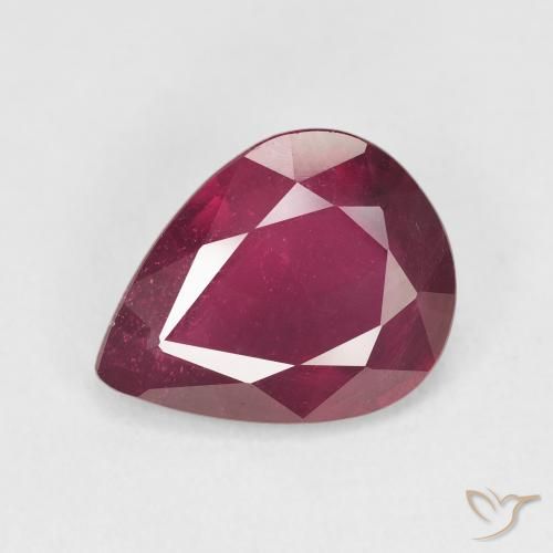 4.11ct طبيعي أحمر غامق ياقوت, شكل الكمثرى, قليلا جدا