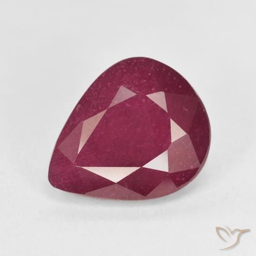 6.51ct طبيعي أحمر غامق ياقوت, شكل الكمثرى, قليلا جدا