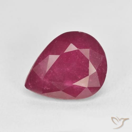 5.86ct طبيعي أحمر وردى ياقوت, شكل الكمثرى, قليلا جدا