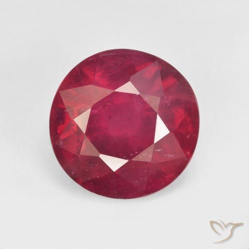 5.74ct طبيعي أحمر متوسط ياقوت, دائري, قليلا جدا