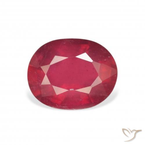 3.58ct طبيعي قرمزى غامق ياقوت, بيضوي, قليلا جدا