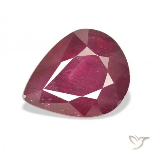 12.06ct طبيعي أحمر غامق ياقوت, شكل الكمثرى, قليلا جدا