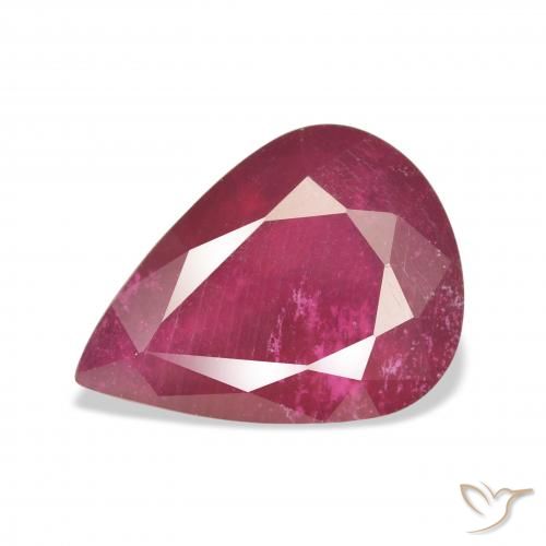 10.07ct طبيعي أحمر غامق ياقوت, شكل الكمثرى, قليلا جدا