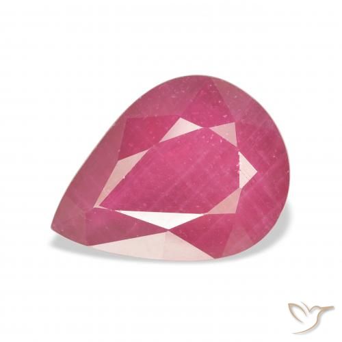 7.34ct طبيعي أحمر متوسط ياقوت, شكل الكمثرى, قليلا جدا