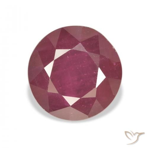 7.40ct طبيعي قرمزى غامق ياقوت, دائري, قليلا جدا