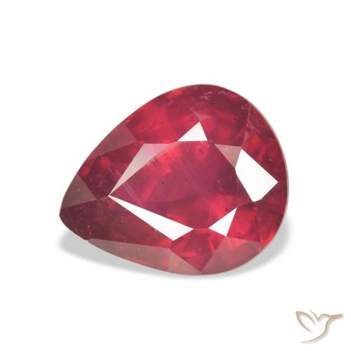 6.37ct طبيعي قرمزى غامق ياقوت, شكل الكمثرى, قليلا جدا