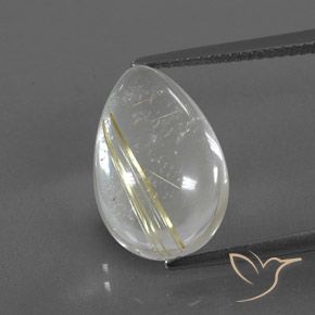 7.39ct طبيعي أصفر فاتح كوارتز روتيل, شكل الكمثرى, شفاف