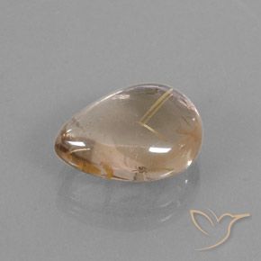 6.41ct طبيعي بنى-ذهبى فاتح جدا كوارتز روتيل, شكل الكمثرى, شفاف