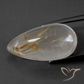 12.63ct طبيعي بنى-ذهبى فاتح جدا كوارتز روتيل, شكل الكمثرى, شفاف