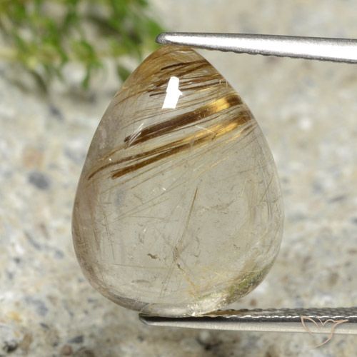 10.69ct طبيعي أصفر فاتح كوارتز روتيل, شكل الكمثرى, شفاف
