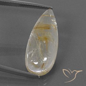 13.10ct طبيعي بنى-ذهبى فاتح جدا كوارتز روتيل, شكل الكمثرى, شفاف