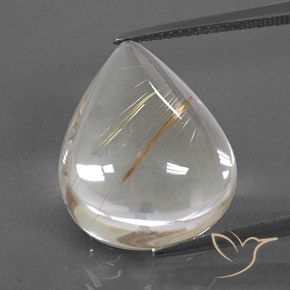 15.33ct طبيعي أصفر فاتح كوارتز روتيل, شكل الكمثرى, شفاف