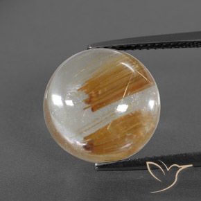 8.46ct طبيعي شفاف وبرونزى-ذهبى كوارتز روتيل, دائري, شفاف / نصف شفاف