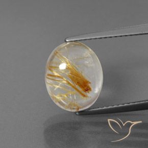 5.32ct طبيعي شفاف وبرونزى-ذهبى كوارتز روتيل, بيضوي, شفاف / نصف شفاف