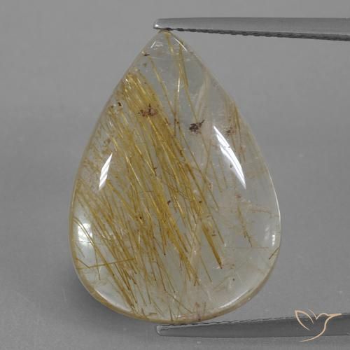13.25ct طبيعي ذهبى متوسط كوارتز روتيل, شكل الكمثرى, شفاف