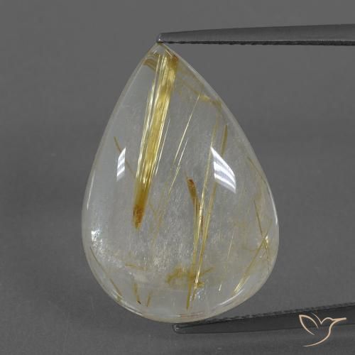 13.86ct طبيعي أصفر ترابى كوارتز روتيل, شكل الكمثرى, شفاف
