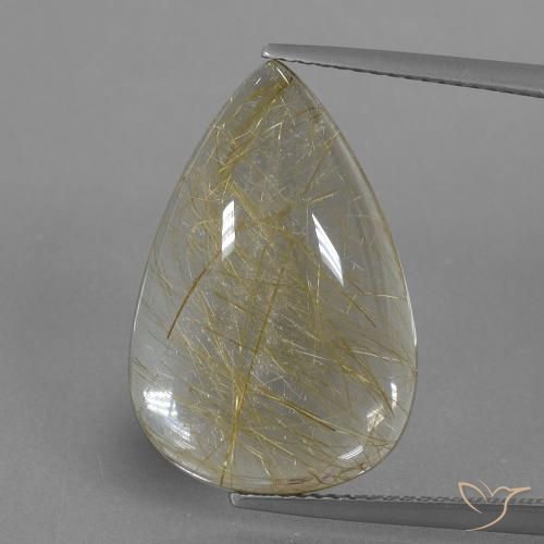 13.44ct طبيعي بنى-ذهبى فاتح جدا كوارتز روتيل, شكل الكمثرى, شفاف