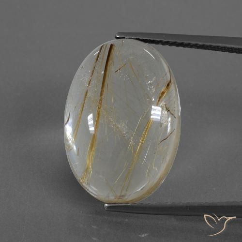 14.16ct طبيعي بنى-ذهبى فاتح جدا كوارتز روتيل, بيضوي, شفاف