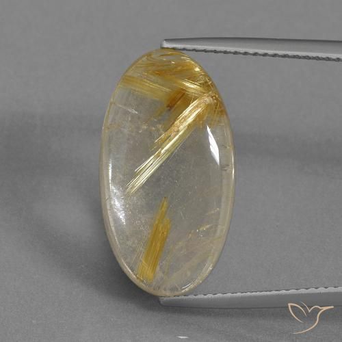 11.13ct طبيعي بنى-ذهبى فاتح جدا كوارتز روتيل, بيضوي, شفاف