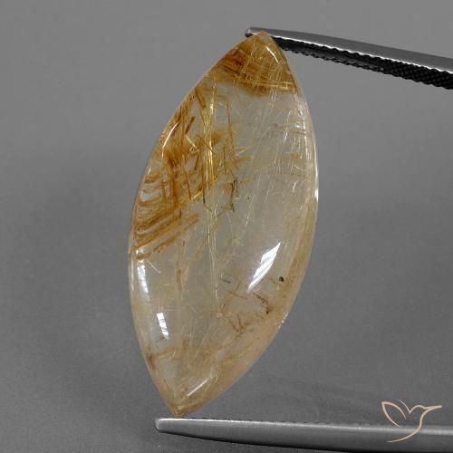 25.82ct طبيعي بنى برتقالى كوارتز روتيل, ماركيز, شفاف