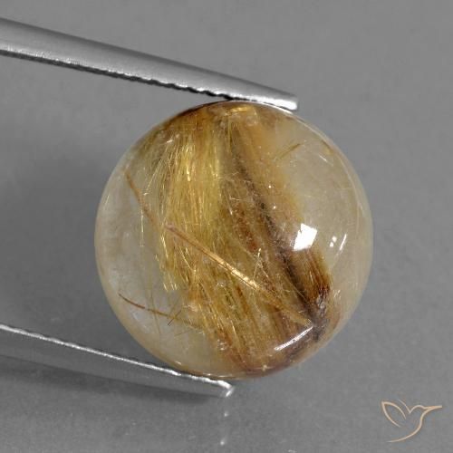 10.53ct طبيعي بنى-ذهبى فاتح جدا كوارتز روتيل, دائري, نصف شفاف