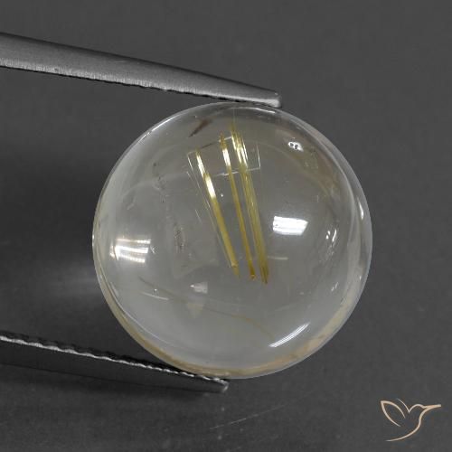 9.47ct طبيعي أصفر باهت كوارتز روتيل, دائري, شفاف
