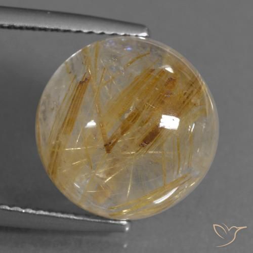 10.19ct طبيعي بنى-ذهبى فاتح جدا كوارتز روتيل, دائري, شفاف