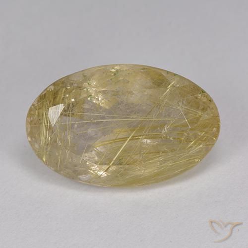 9.05ct طبيعي بنى-ذهبى فاتح جدا كوارتز روتيل, بيضوي, شفاف