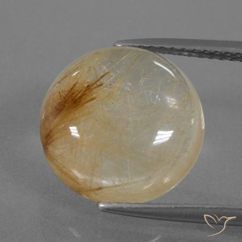 7.04ct طبيعي بنى-ذهبى فاتح جدا كوارتز روتيل, دائري, شفاف