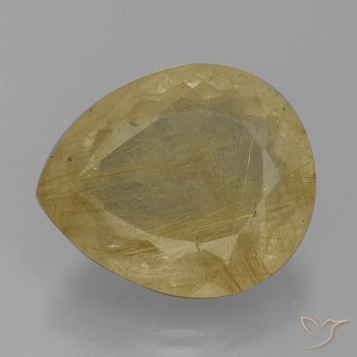 18.19ct طبيعي أصفر فاتح كوارتز روتيل, شكل الكمثرى, شفاف