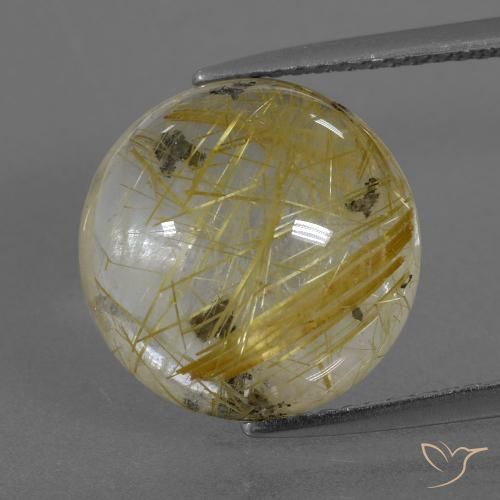 8.90ct طبيعي بنى-ذهبى فاتح جدا كوارتز روتيل, دائري, شفاف