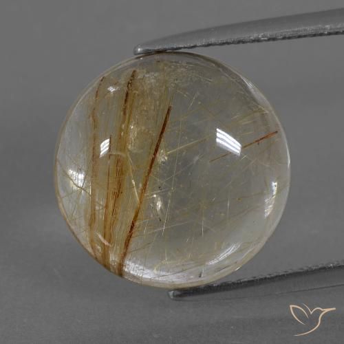 7.22ct طبيعي بنى-ذهبى فاتح جدا كوارتز روتيل, دائري, شفاف