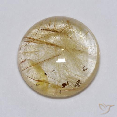 7.49ct طبيعي بنى-ذهبى فاتح جدا كوارتز روتيل, دائري, شفاف
