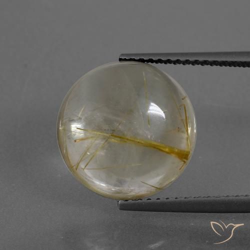 7.50ct طبيعي بنى-ذهبى فاتح جدا كوارتز روتيل, دائري, شفاف