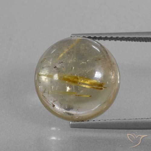 8.48ct طبيعي بنى-ذهبى فاتح جدا كوارتز روتيل, دائري, شفاف