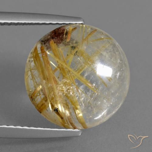 6.12ct طبيعي بنى-ذهبى فاتح جدا كوارتز روتيل, دائري, شفاف