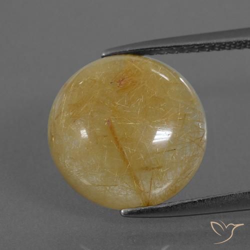 6.33ct طبيعي أصفر-ذهبى كوارتز روتيل, دائري, نصف شفاف