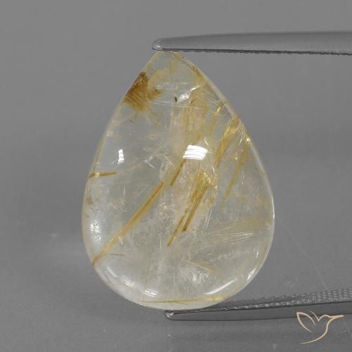 13.55ct طبيعي بنى-ذهبى فاتح جدا كوارتز روتيل, شكل الكمثرى, شفاف, Photo A