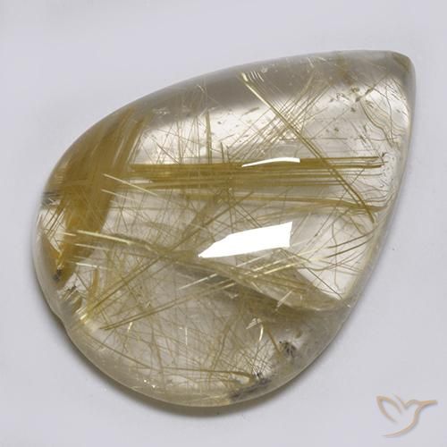 17.23ct طبيعي بنى-ذهبى فاتح جدا كوارتز روتيل, شكل الكمثرى, شفاف