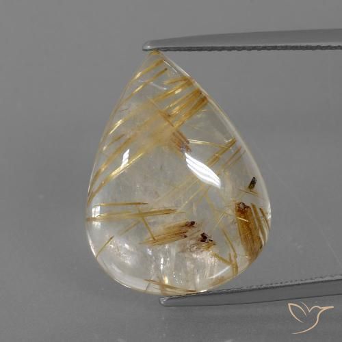 14.70ct طبيعي بنى-ذهبى فاتح جدا كوارتز روتيل, شكل الكمثرى, شفاف