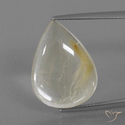 15.49ct طبيعي أصفر توسكانا كوارتز روتيل, شكل الكمثرى, شفاف
