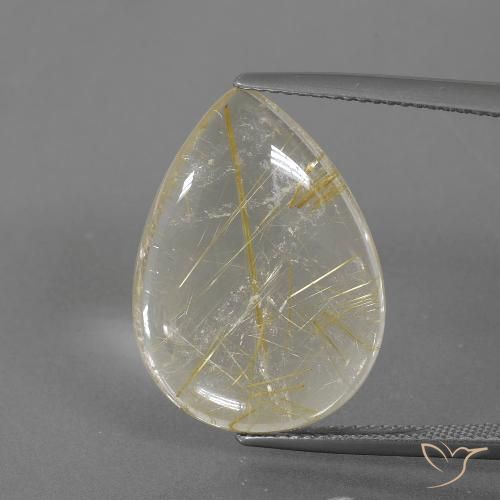 12.47ct طبيعي أصفر توسكانا كوارتز روتيل, شكل الكمثرى, شفاف