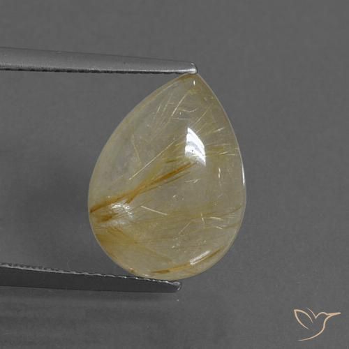 5.35ct طبيعي أصفر توسكانا كوارتز روتيل, شكل الكمثرى, شفاف