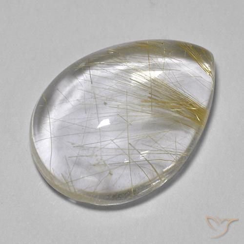 6.04ct طبيعي أصفر فاتح كوارتز روتيل, شكل الكمثرى, شفاف