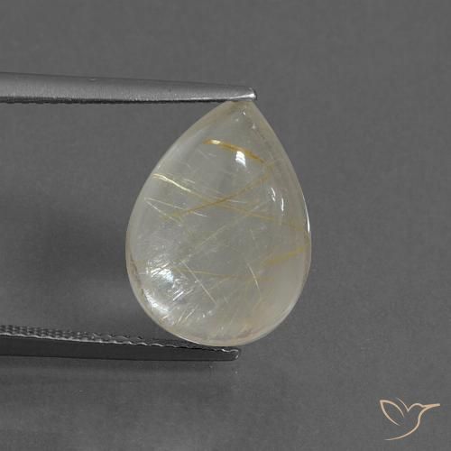 7.05ct طبيعي أصفر ترابى كوارتز روتيل, شكل الكمثرى, شفاف